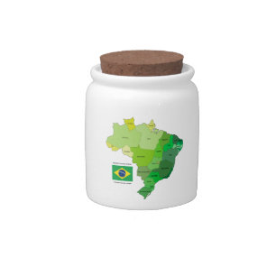 Brazil Flag and Political Map Candy Jar