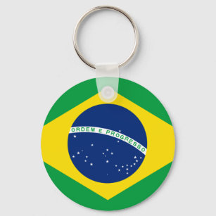 Brazil flag Button Keychain