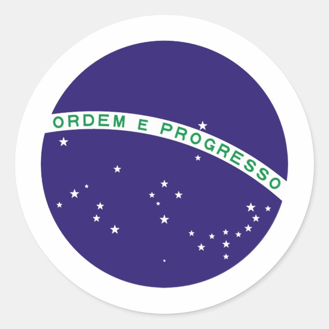 Brazil Flag Center Orb Classic Round Sticker (Front)