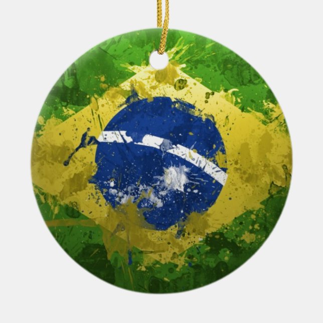 Brazil-Flag- Ceramic Ornament (Front)