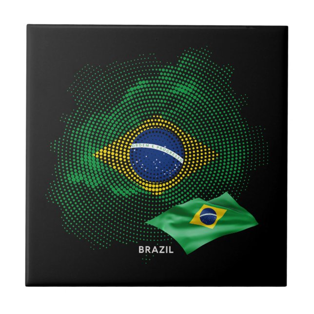 Brazil flag ceramic tile (Front)