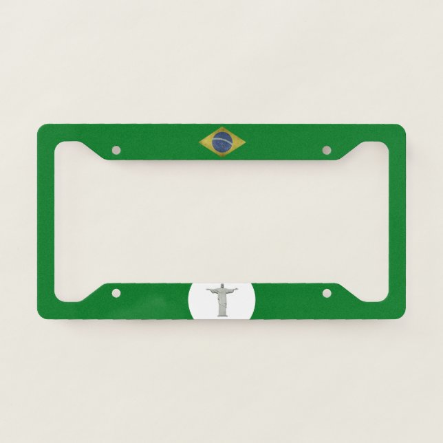 Brazil flag-Christ the redeemer License Plate Frame (Front)