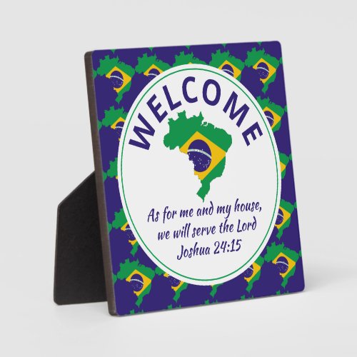 BRAZIL Flag Christian Welcome BRASIL Plaque