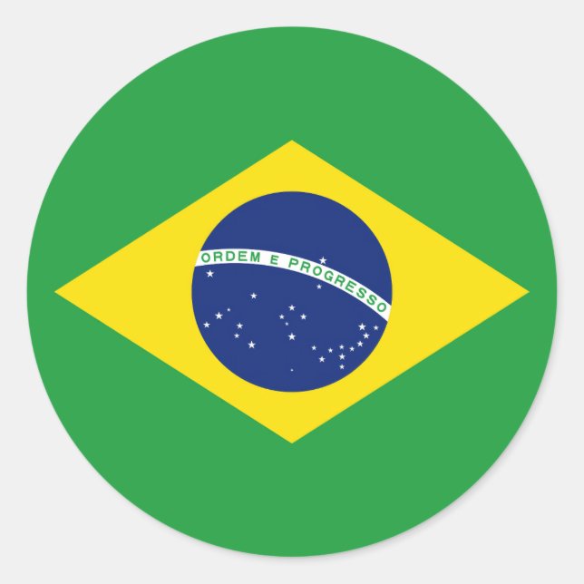 Brazil flag classic round sticker (Front)