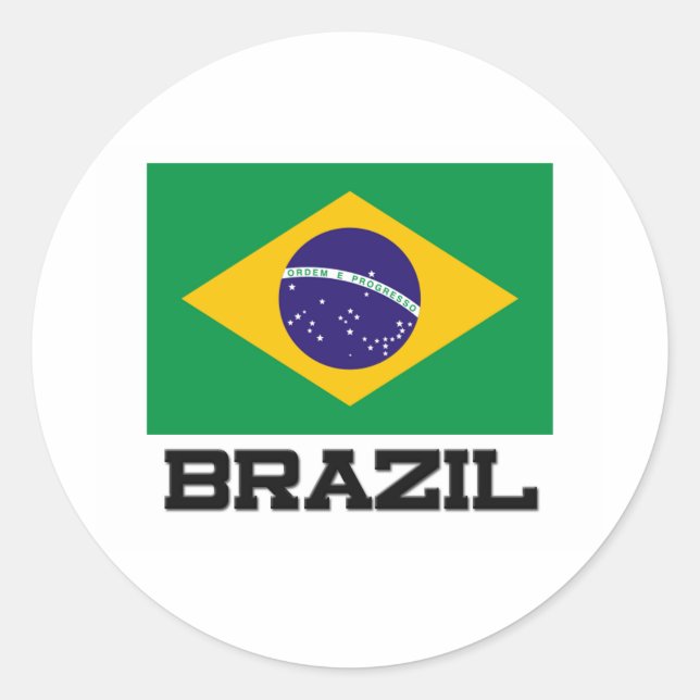 Brazil Flag Classic Round Sticker (Front)