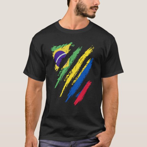 Brazil Flag Colombia Grown Patriot Country Stripes T_Shirt