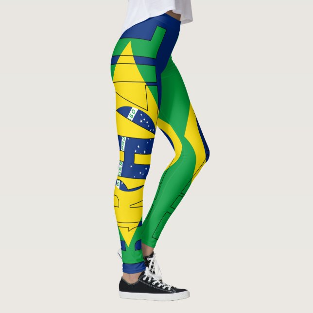 Brazil Flag Colors Patriotic Leggings (Right)