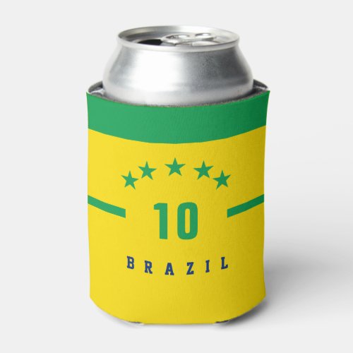 Brazil Flag Colors World Cup Soccer Can Cooler