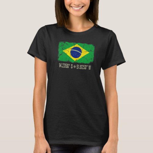 Brazil Flag Coordinates Men Women Brazilian Herita T_Shirt
