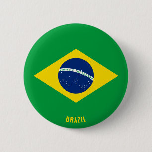 Brazil Flag Cute Patriotic Button