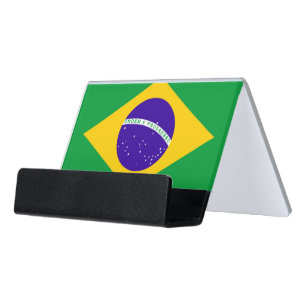 Brazil Flag Desk Business Card Holder
