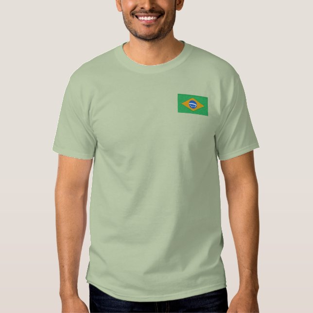 Brazil flag embroidered men's t-shirt (Front)