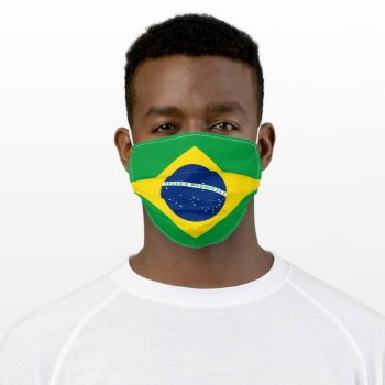 "brazil Flag Face Mask" Adult Cloth Face Mask by Jamlanddesigns at Zazzle