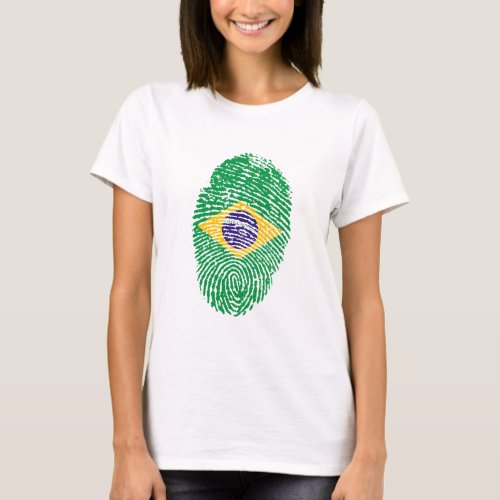 Brazil Flag Fingerprint T_Shirt