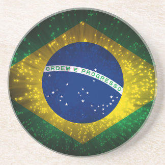 Brazil Flag Firework Drink Coaster