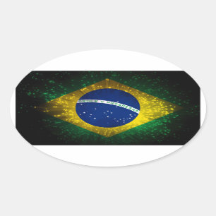 Brazil Flag Firework Oval Sticker