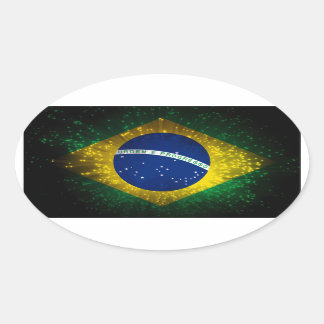 Brazil Flag Firework Oval Sticker
