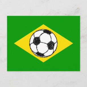 Brazil Flag Football Sketch Postcard