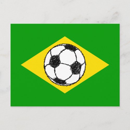 Brazil Flag  Football Sketch Postcard