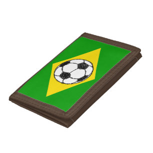 Brazil Flag Football Sketch Tri-fold Wallet