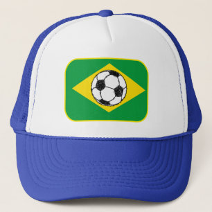 Brazil Flag Football Sketch Trucker Hat