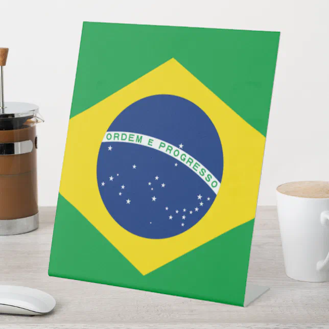 Brazil Flag Football Soccer Patriotic Pedestal Sign | Zazzle