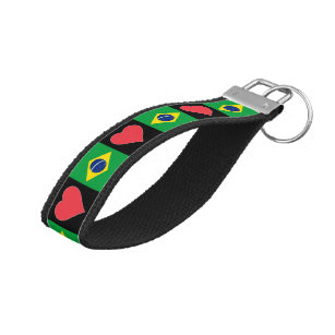 Brazil Flag Fun Patriotic Brazilian Pride Travel Wrist Keychain