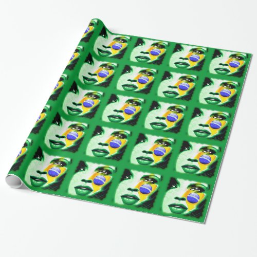 Brazil Flag Girl Portrait Wrapping_paper Wrapping Paper