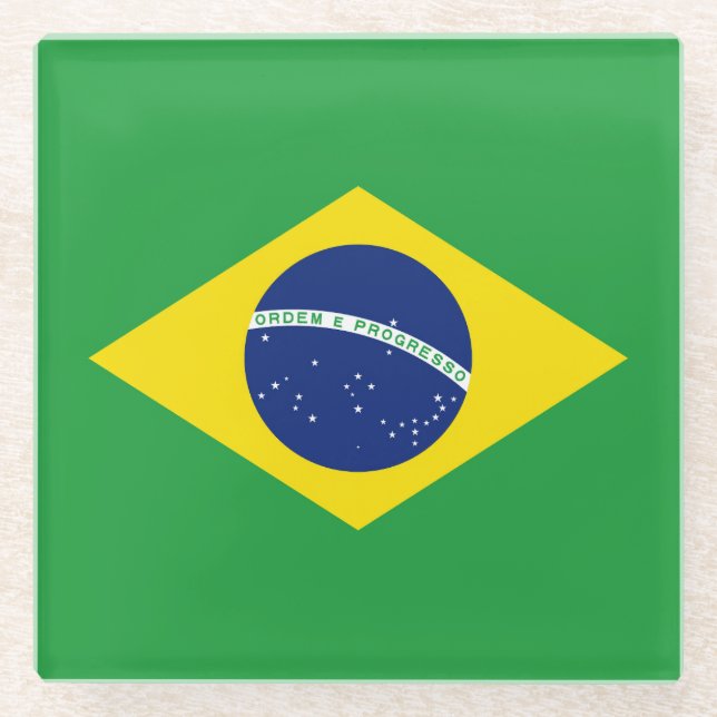 Brazil flag glass coaster (Front)