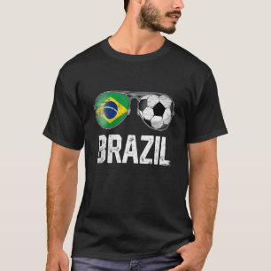 Brazil Flag Glasses Costume Soccer Football T-Shirt