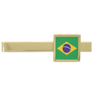 Brazil Flag Gold Finish Tie Bar