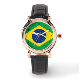 BRAZIL FLAG GOLD GREEN WATCH