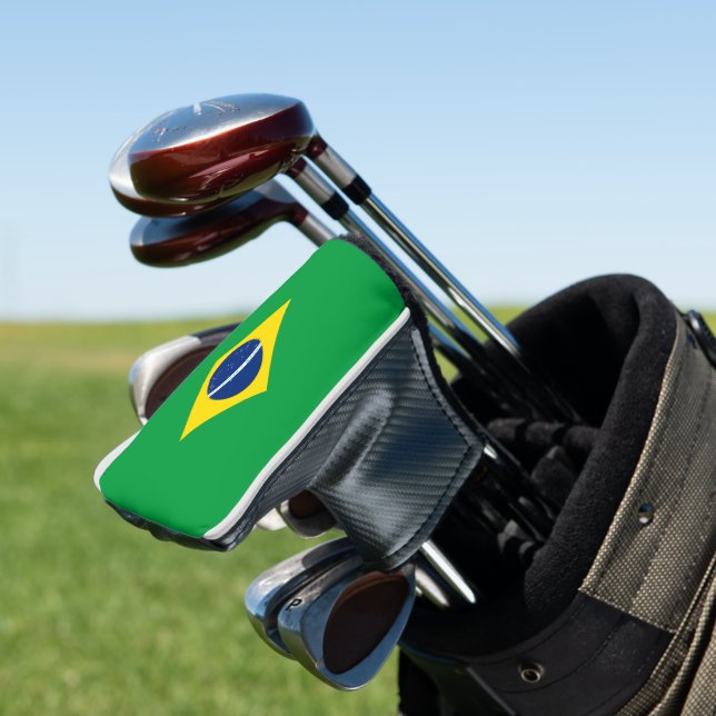 Brazil flag golf head cover (In Situ)