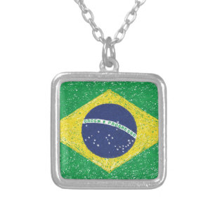Brazil Flag *Hand-sketch* Brazilian Silver Plated Necklace