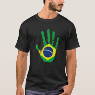 Brazil Flag Hand Sport Proud Football Rio T-Shirt