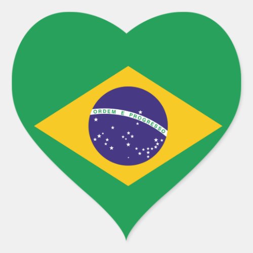 Brazil Flag Heart Sticker