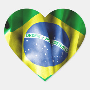Brazil Flag Heart Sticker