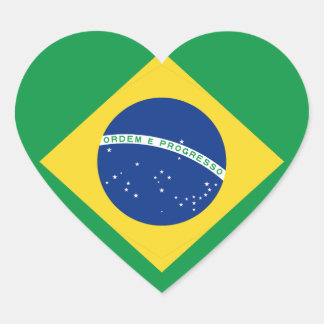 Brazil Flag Heart Sticker