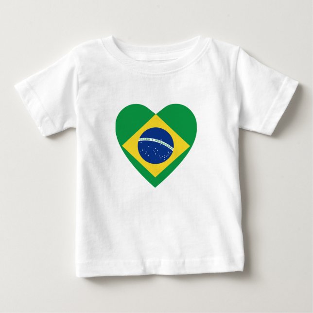 Brazil Flag Heart T-Shirt (Front)