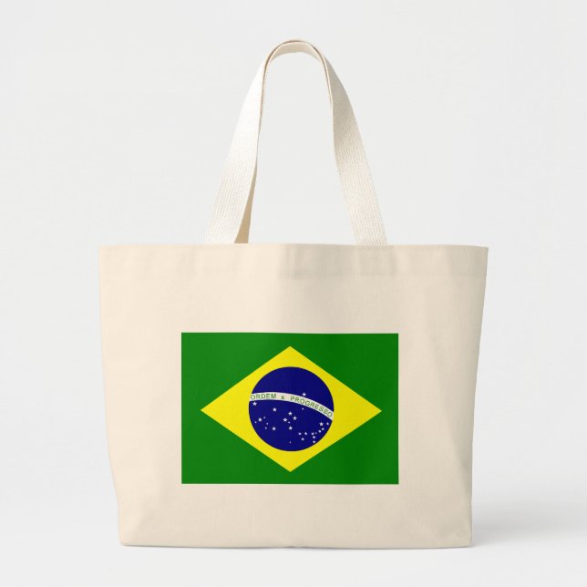 Brazil Flag Large Tote Bag (Front)