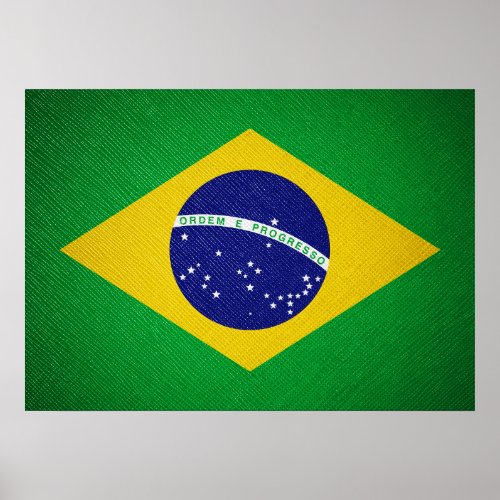 Brazil flag leather wall poster