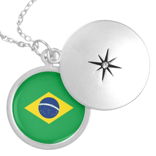 Brazil flag locket necklace (Front)