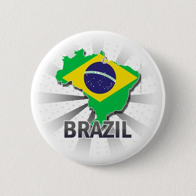 Brazil Flag Map 2.0 Pinback Button (Front)