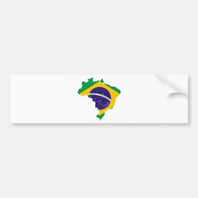 Brazil Flag Map Bumper Sticker (Front)