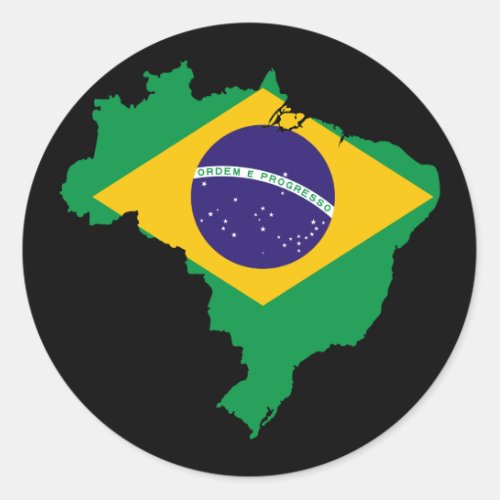 brazil flag map classic round sticker