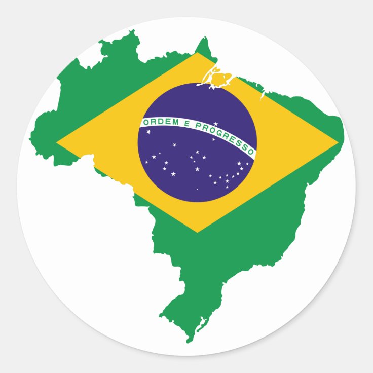 Brazil Flag Map Classic Round Sticker Zazzle