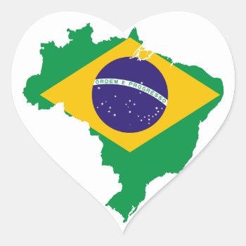 Brazil Flag Map Heart Sticker by flagart at Zazzle