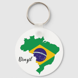 Brazil Flag Map Keychain