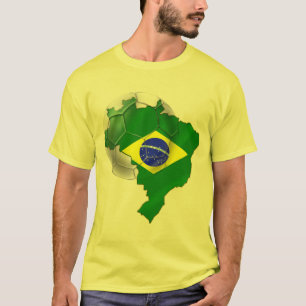 Brazil flag Map of Brazil Soccer Tees