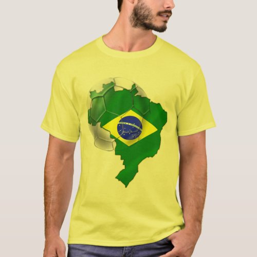 Brazil flag Map of Brazil Soccer Tees